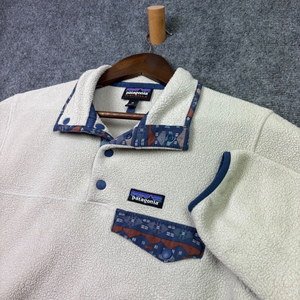 Patagonia Synchilla Fleece Pullover XS Cream Snap-T Southwestern Trim Jacket